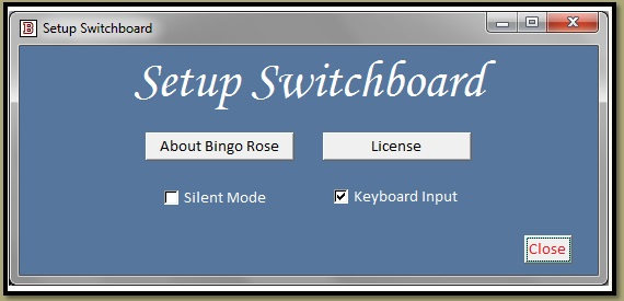 Program setup features are accessible from the Setup Switchboard
